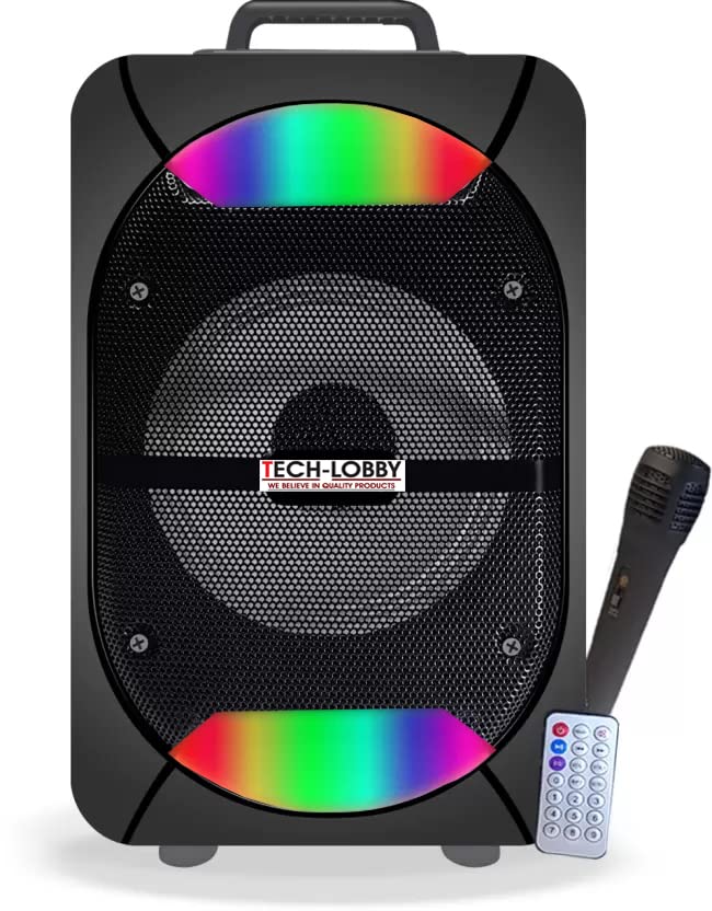 Tech-lobby® Newly Tiger 40W Bluetooth Wireless Party Speaker with Wired Karaoke Mic, 7Hrs Playtime, Immersive Sound, BT V5.2, AUX, USB, Micro SD Card Slot,Mic Slot & Integrated Controls