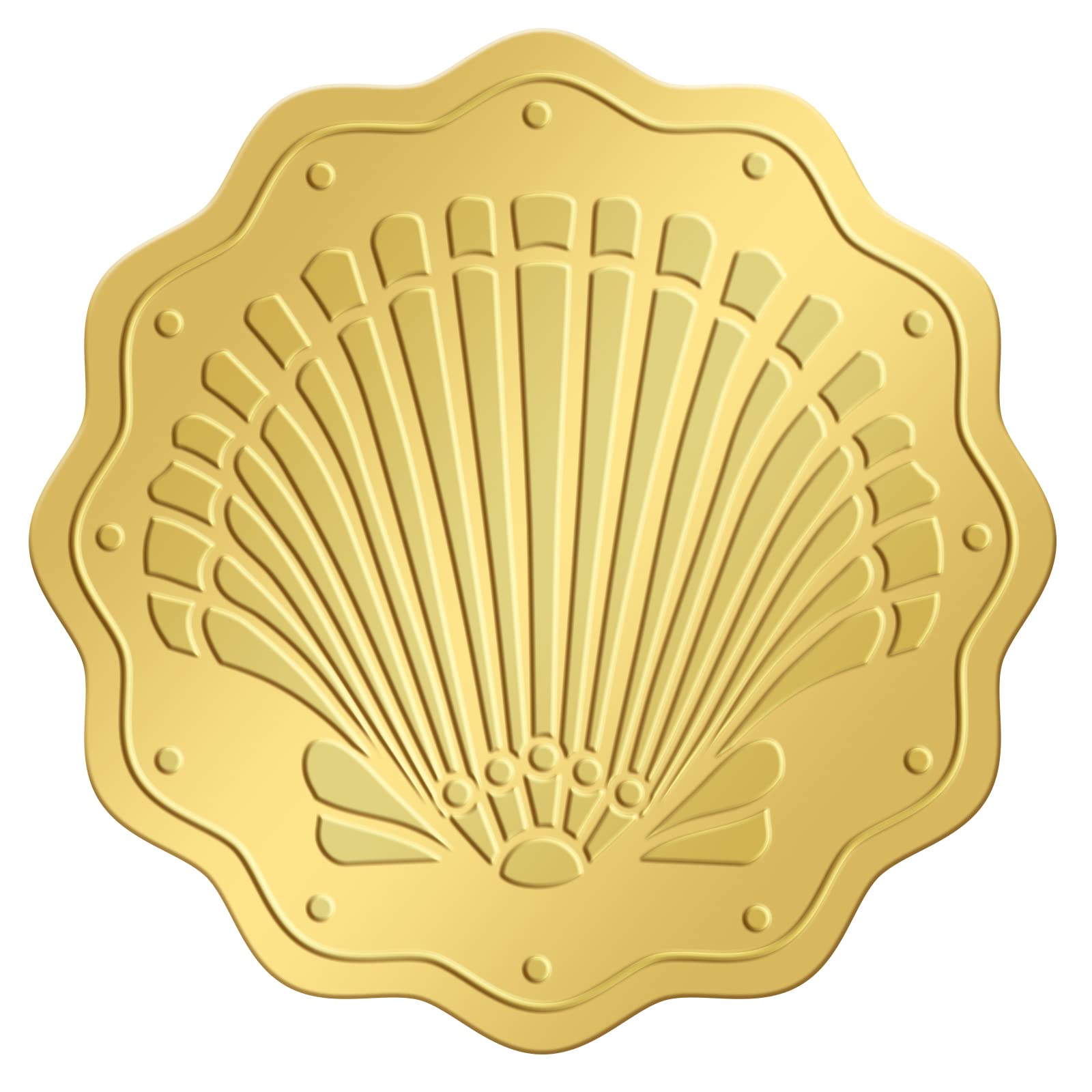 CRASPIRE Sea Shell Stickers 2" Gold Foil Envelope Decorative Seals 100pcs Seashell Ocean Summer Embossed Seals Adhesive Decal Label for Leter Wedding Invitations Envelopes Gift Packaging Card Making