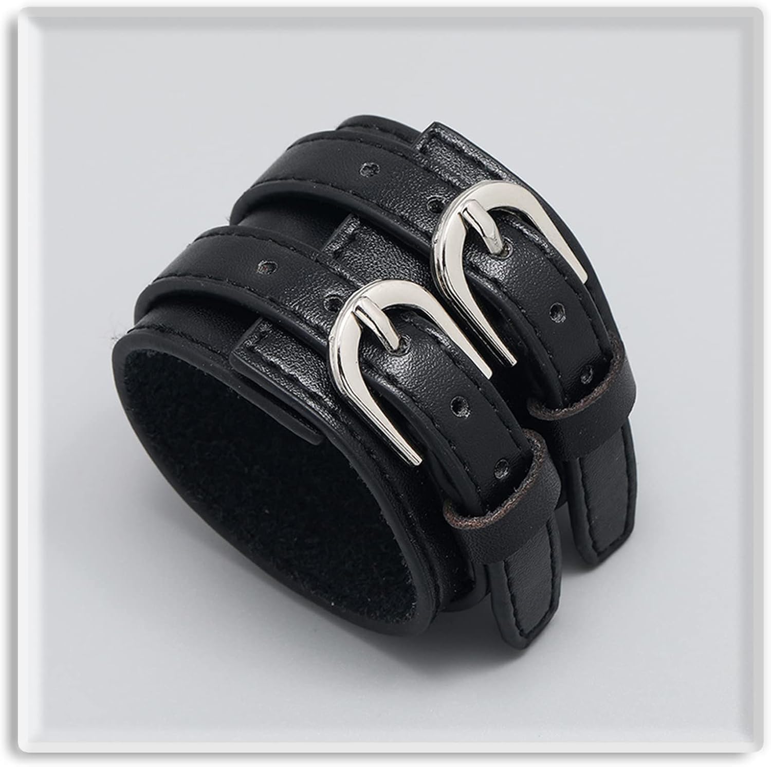 Xusamss Punk Jewelry Wristband Belt Buckle Bracelet Wide Leather Armband Cuff Bracelet