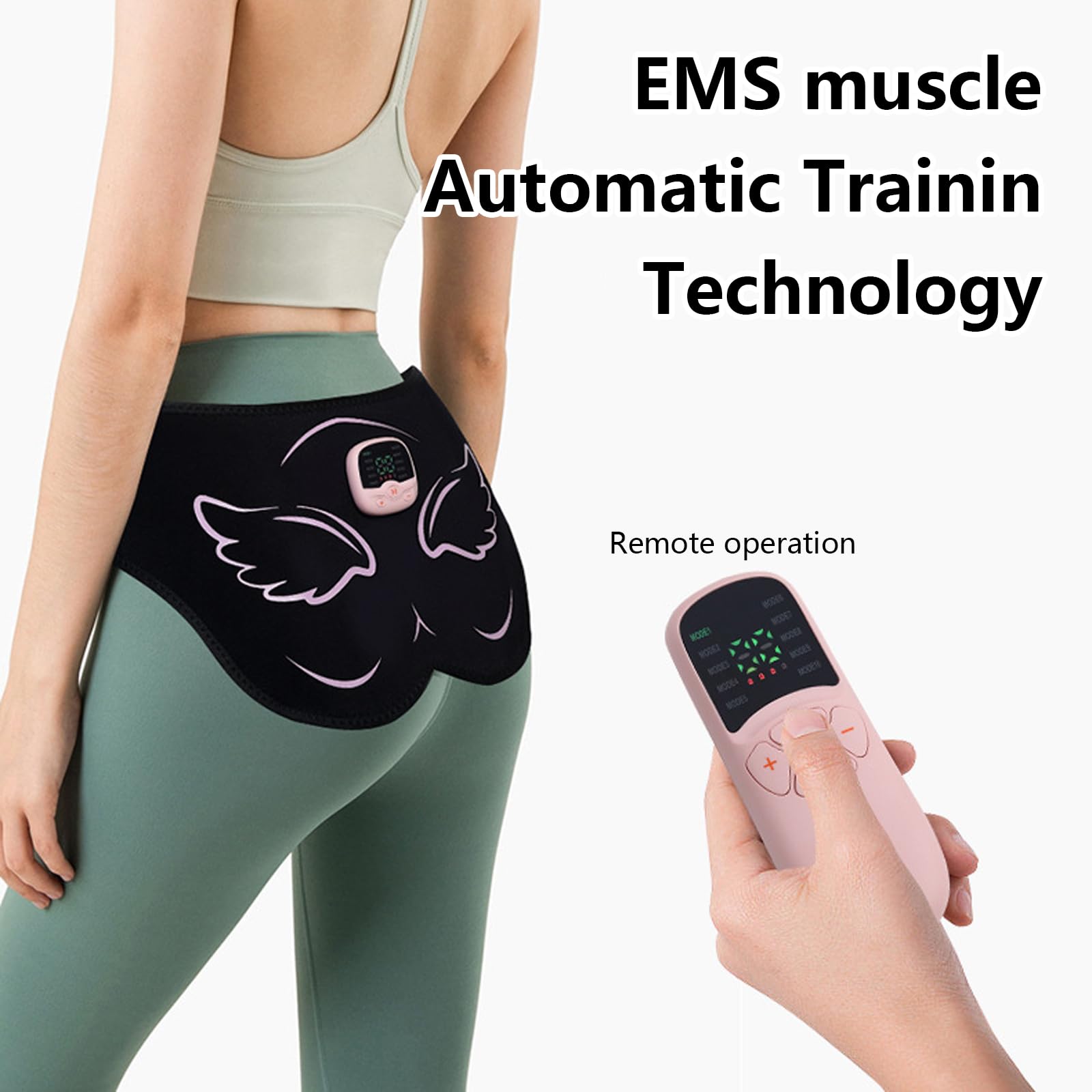 Elettrostimolatore Muscolare, Elettrostimolatore Glutei, Elettrostimolatore EMS Set Ricaricabile con Telecomando, Dispositivo di Allenamento EMS per la stimolazione mirata dei Muscoli dei Glutei