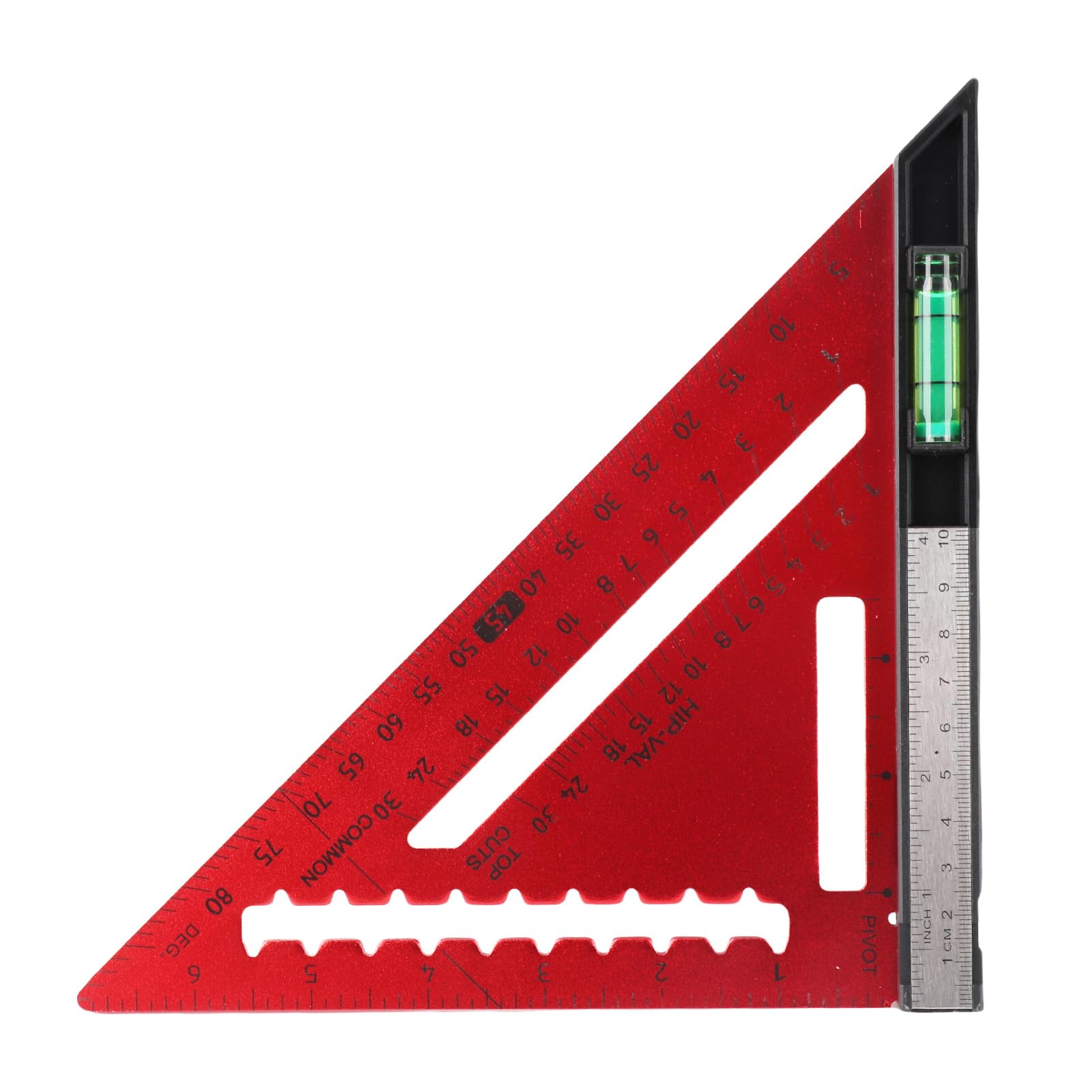 Escuadra de viga de 7 pulgadas roja, regla triangular de aluminio con nivel para construcción 8