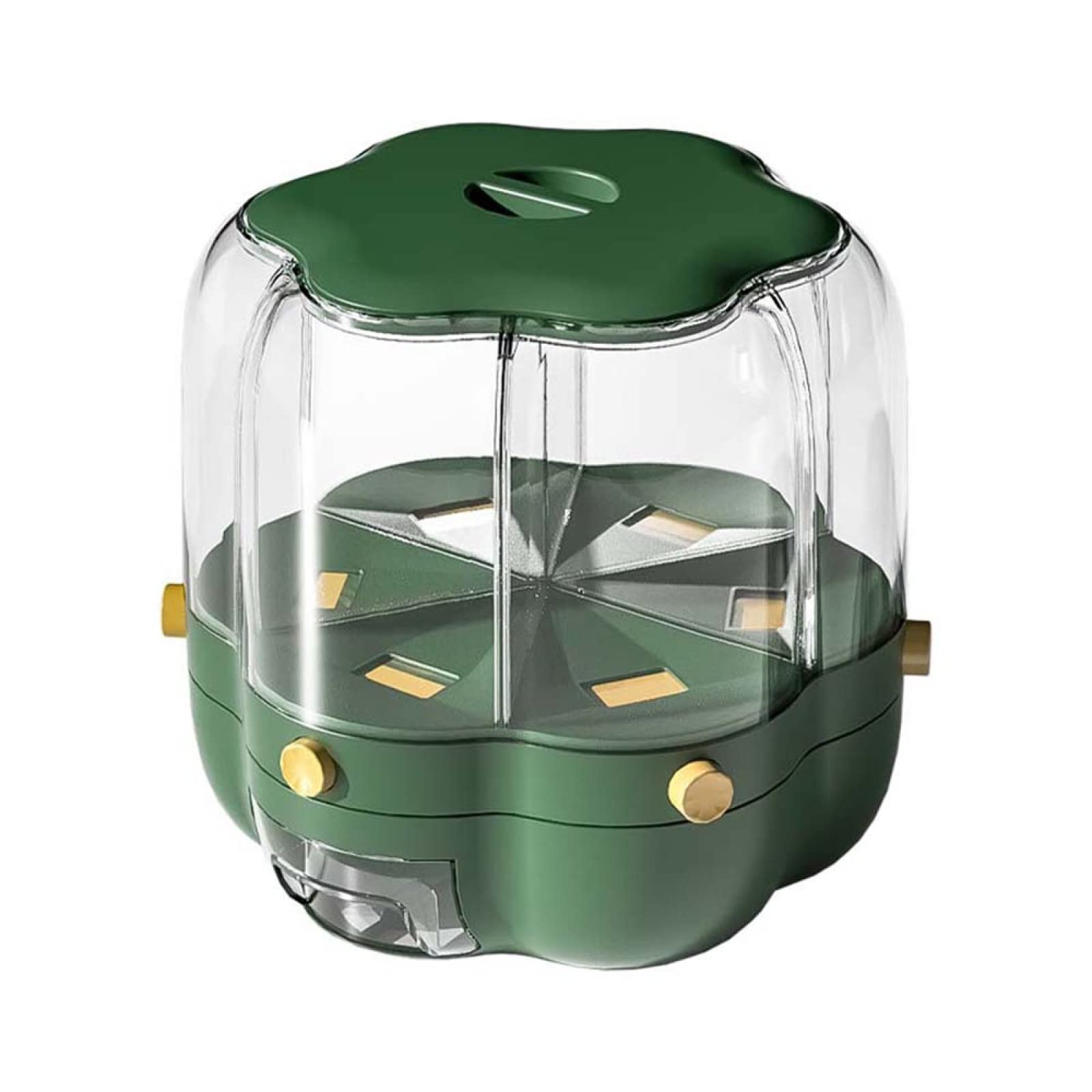 Dispenser per cereali rotante a 6 griglie Dispenser per cereali rotante a 360 Dispenser per cereali sigillati Secchio separato Contenitore per alimenti secco rotondo per riso, Verde