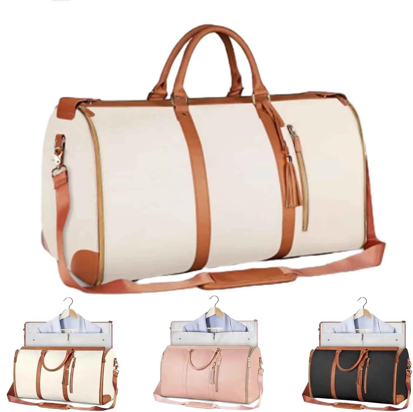 Borsone da viaggio, grande borsa da fine settimana in pelle PU, borsa per indumenti da portare con sé con scomparto per scarpe, borsone leggero impermeabile per la notte