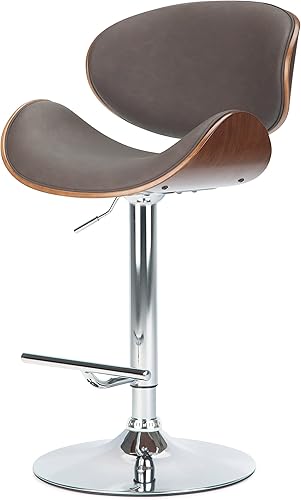 Miniatura 151 de SIMPLIHOME Marana - Taburete de bar giratorio ajustable – Silla tapizada de metal de 33 pulgadas de altura de asiento en piel sintética vegana