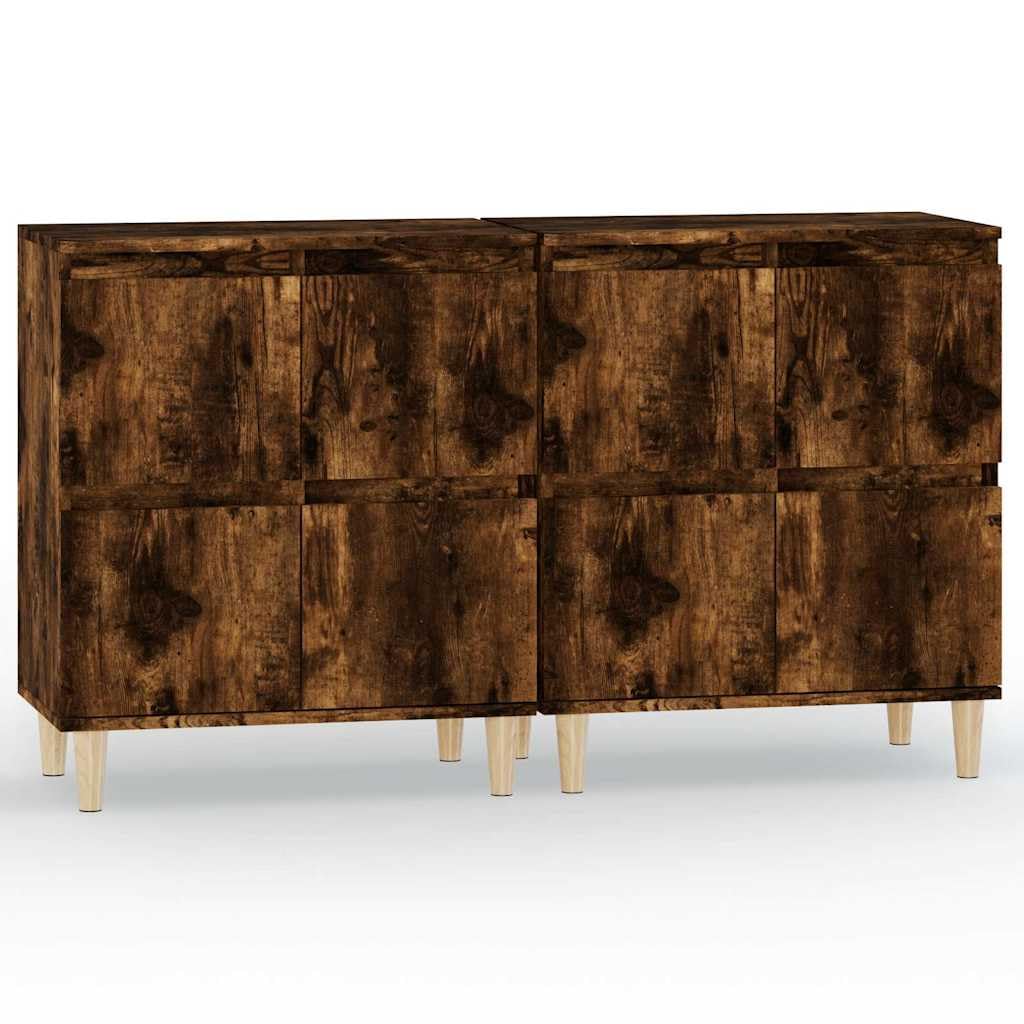 Générique 2-częściowy bufet wędzony dąb 60x35x70 cm drewno inżynieryjne, szafka do przechowywania z 4 przegródkami, klasyczny mebel w formie bufetu z miejscem na wyświetlacz, łatwy do czyszczenia