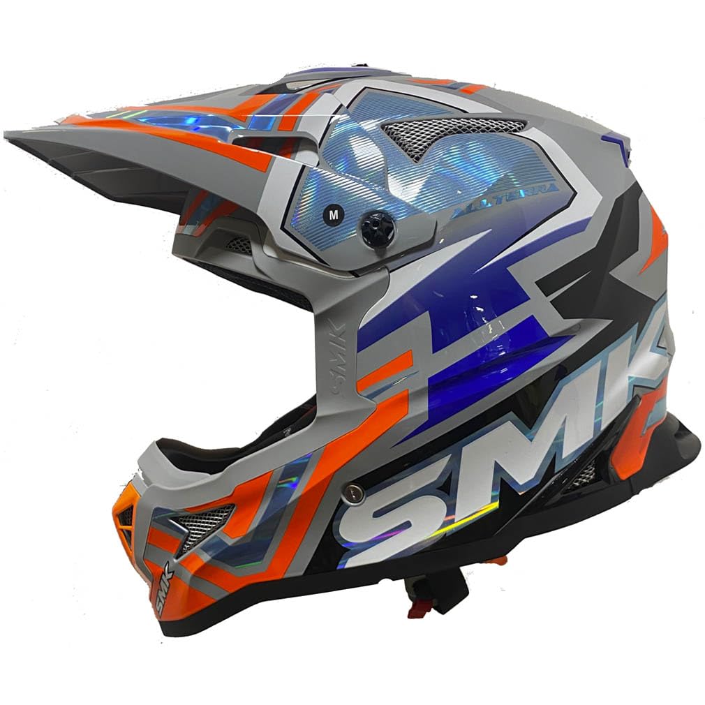 Casco de Motocross SMK Allterra X-Aces Orange Blue - Casco Cross Enduro para Adulto Hombre y Mujer - Homologado ECE 22.06 - Designed