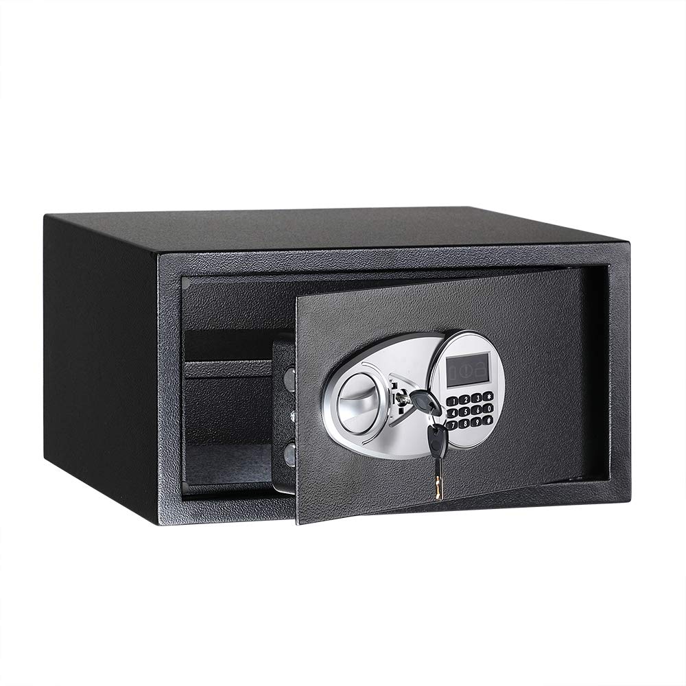 Amazon Basics Caja Fuerte de Seguridad de Acero con Cerradura con Teclado, Protege Dinero, Joyas, Documentos de identificación, 14 l, 35 cm x 25 cm x 25 cm, Color Negro — view 24