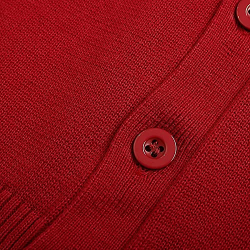 Sooxiwood Little Boys Cardigan Sweater Coat V-Neck Striped 100% Cotton Buttons Up School Cardigan For Boys Size 6 Red #TOP4