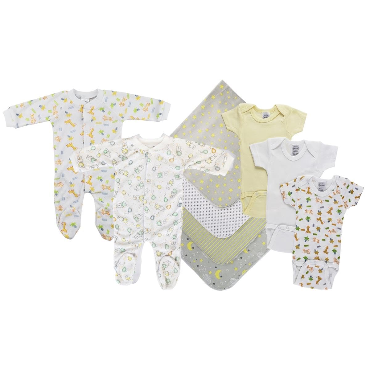 Bambini NC-0552L Unisex Baby 9 Piece Layette Sets White & Yellow - Large