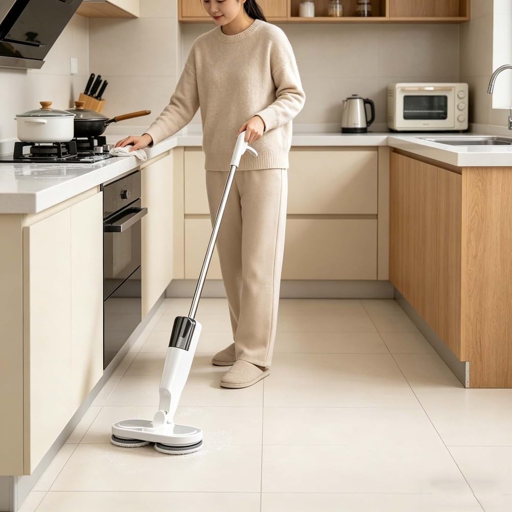 Balai rotatif électrique, nettoyeur de sol à deux têtes rotatives, balai sans fil pour le nettoyage des carreaux de bois dur avec écran LED
