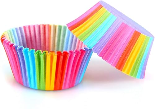 Miniatura 4 de Envoltorios para magdalenas, 100 unidades de arco iris brillante estándar para hornear cupcakes, papel para hornear magdalenas, cajas para pasteles