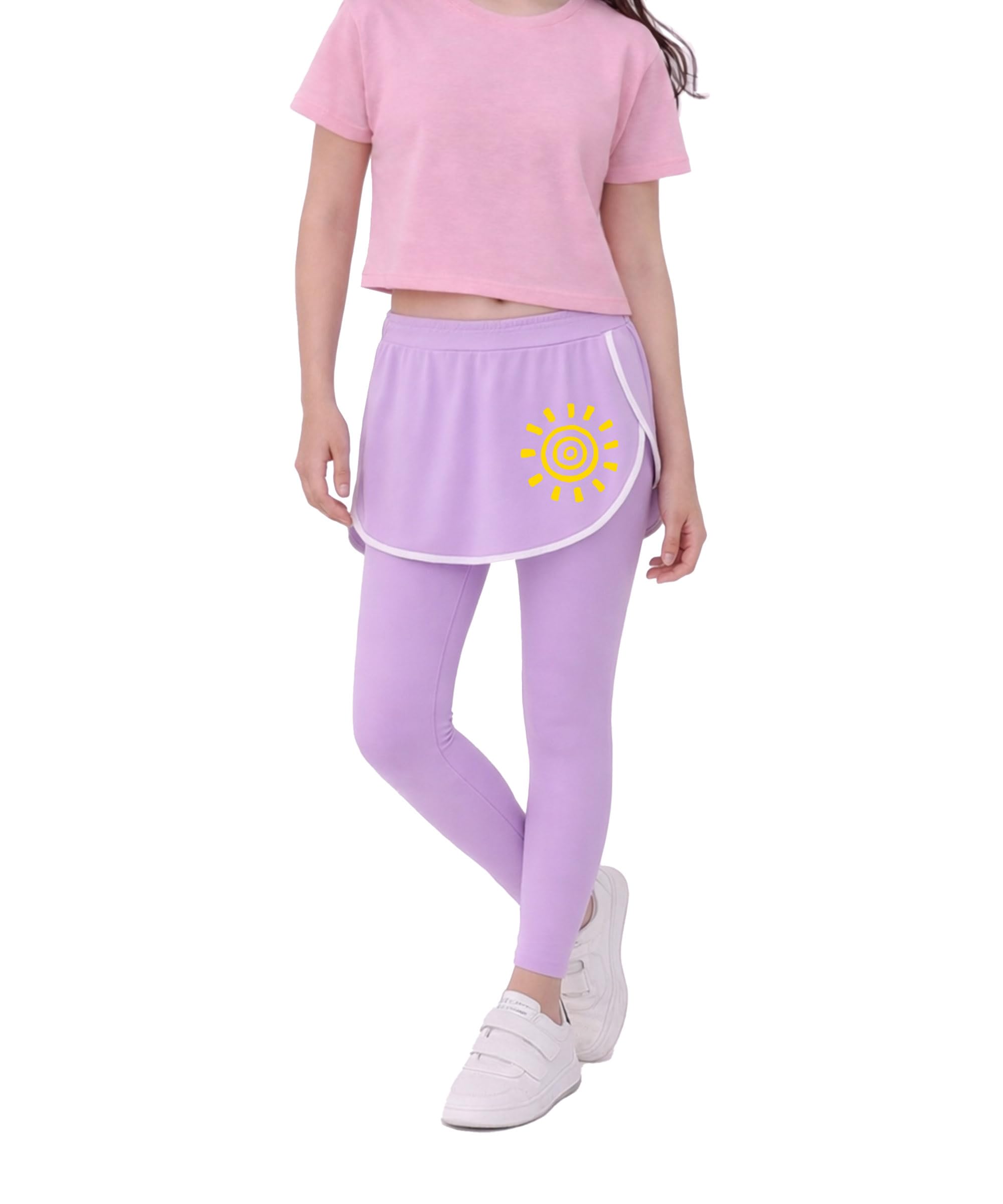 KYDA KIDS® Girls Skirt with Leggings 2-in-1 Cotton Stretch Comfort Fit Activewear Sports Casual Wear Kids 8-16 Years Soft Breathable Daily Play Outfit-image-18