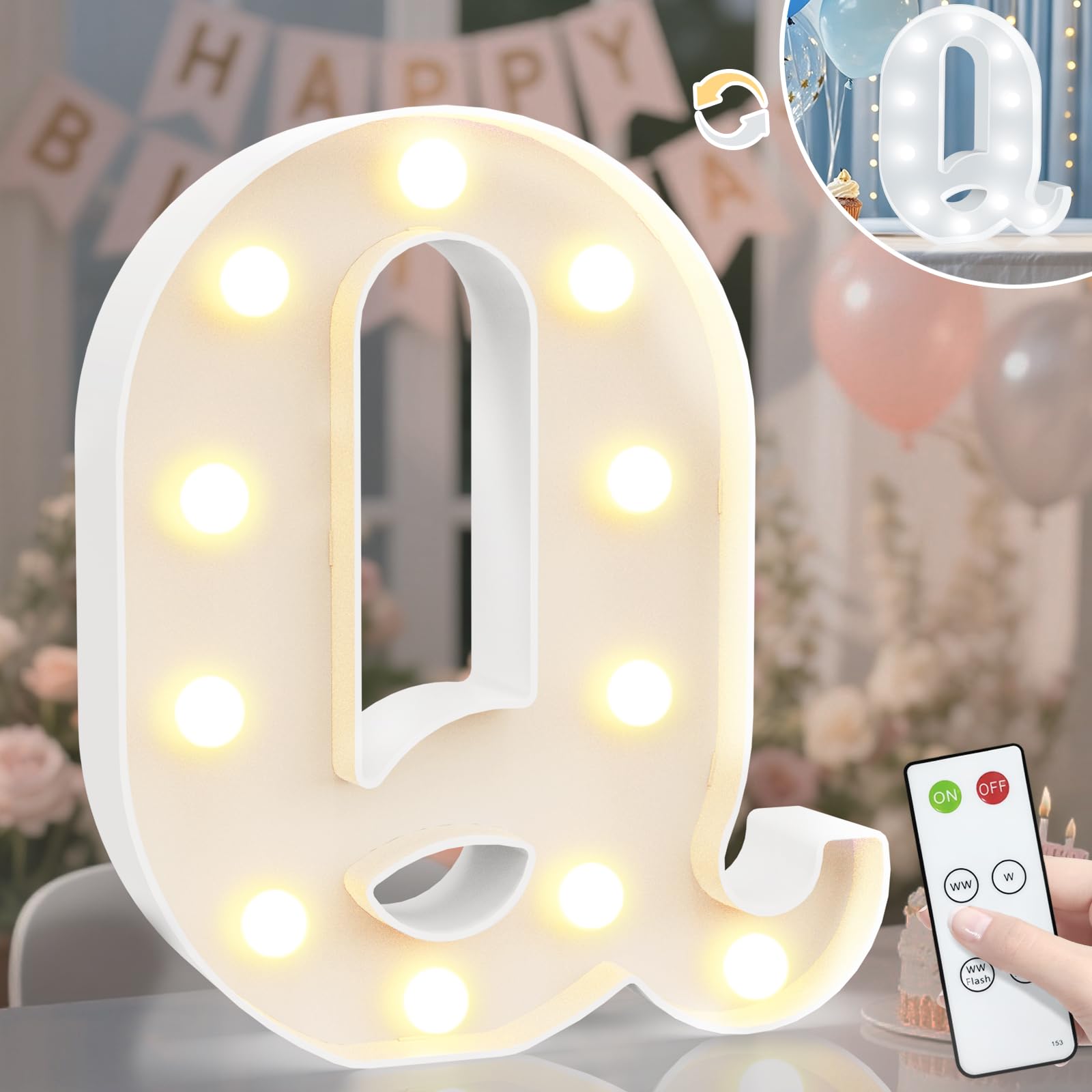 8.8" Decorative LED Light Up Numbers, Marquee Numbers Lights for 7th Birthday Decorations, Lighted Number Sign for Birthday Party Night Lights Wedding Anniversary Home Wall Decor, White Number 7 — view 52