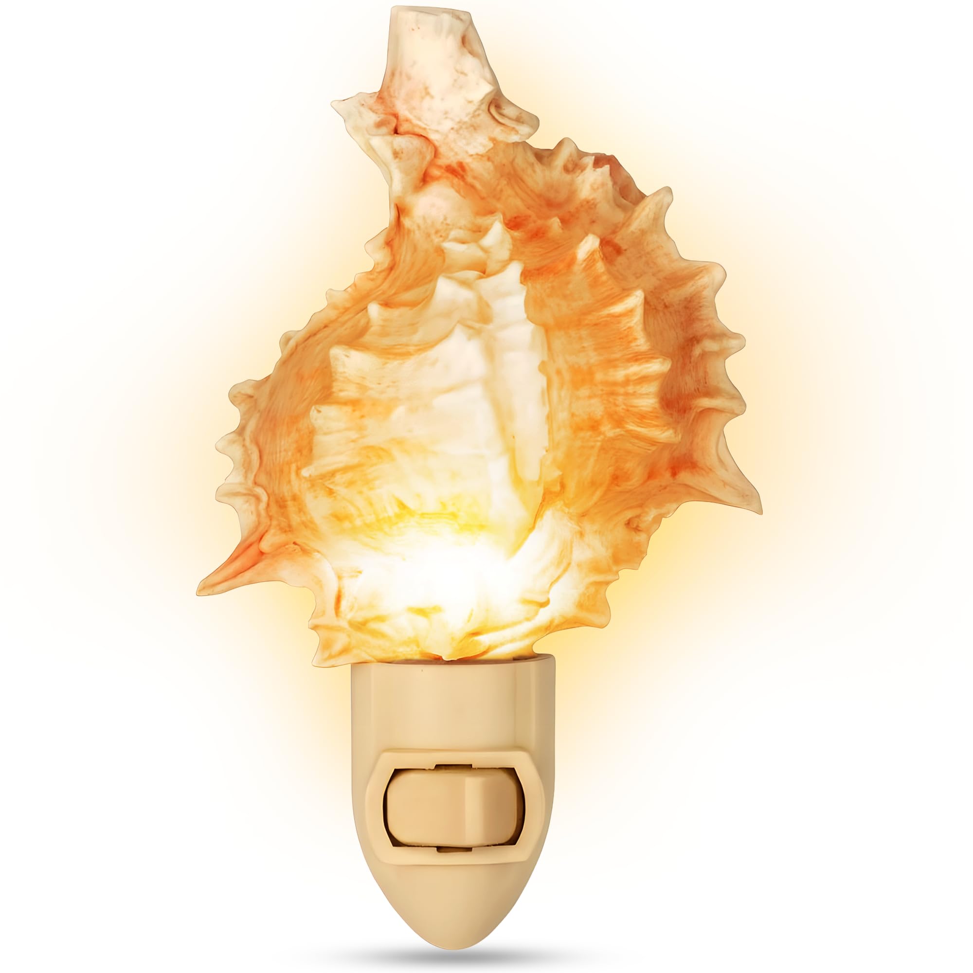 Nautical Crush Trading Seashell Night Light – Beach Night Light with Pink Murex – Shell Light for Bathroom – Sea Shell Lamp – Seashell Lamp Plug Into Wall