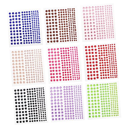 CALLARON 9 Hojas Pegatinas arte clavo gemas para uñas Polaco gemas de uñas etiqueta engomada de la frente cara de diamante ojos joyas pegatina de cristal joyas para la cara