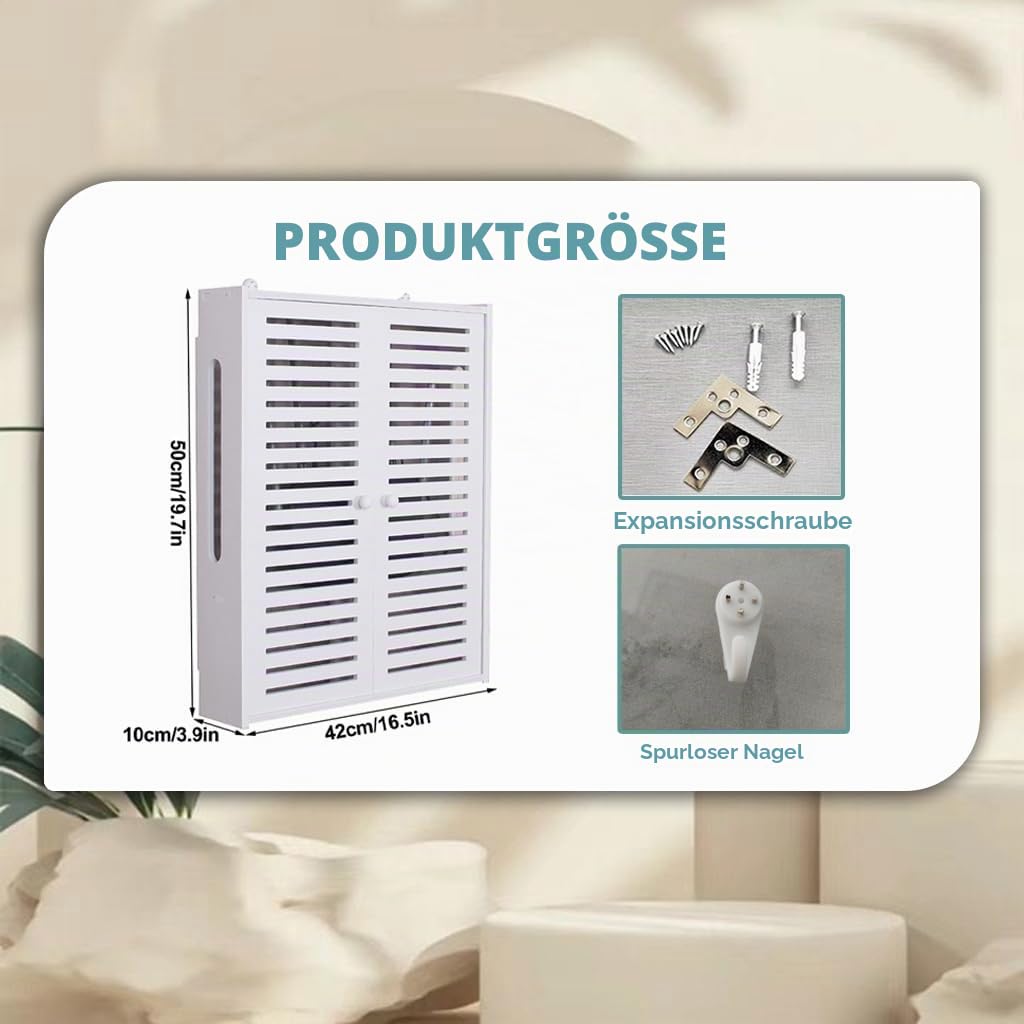 Wandmontiertes Schwimmendes Regal Routenregal-Aufbewahrungsbox Multimedia-Schaltanlagen-Dekorbox Für Elektrobox Set-Top-Box-Rack (Color : Weiß, Size : 42x10x50cm)