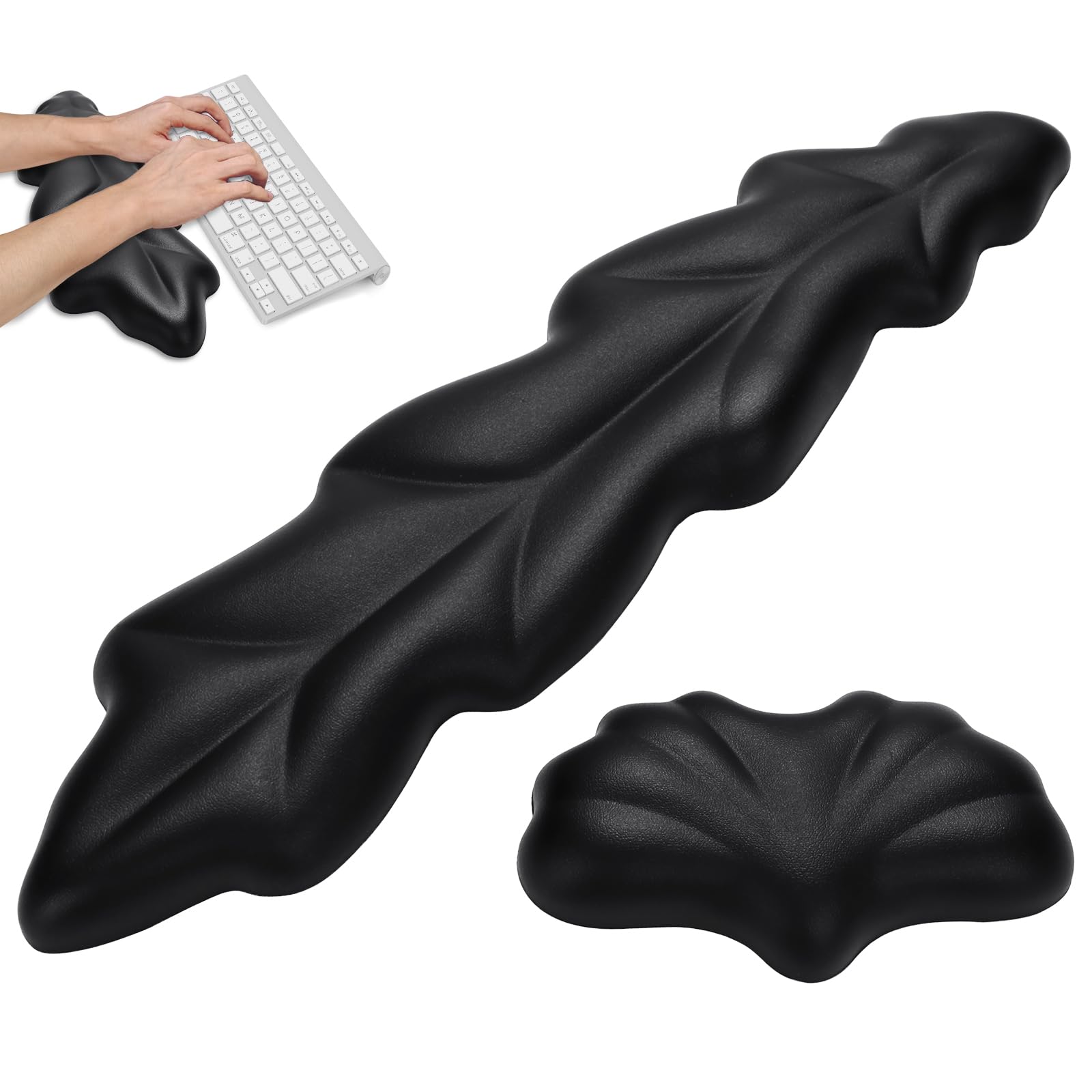 Photo 1 of Laokiiy Keyboard Wrist Rest, Ergonomic Design Memory Foam Keyboard Pad, Wrist Pad for Keyboard and Mouse Easy Typing for Office, Studying, Gaming, Computer Laptop (Black)