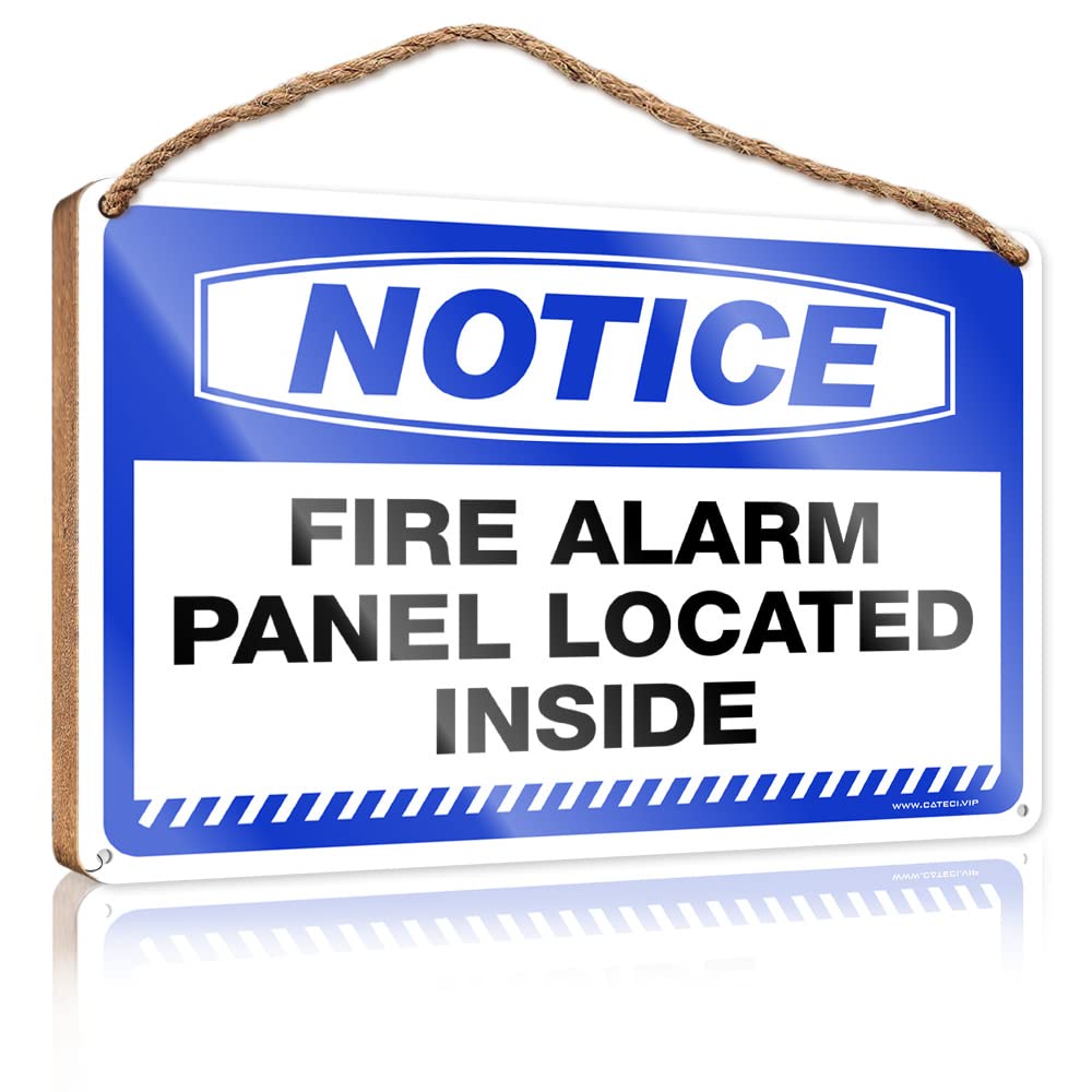 Dtha One Color Wood Door Sign Notice Fire Alarm Panel Located Inside Wooden Sign Fall Porch Decor Home Office Door Signs Funny(15X28cm)