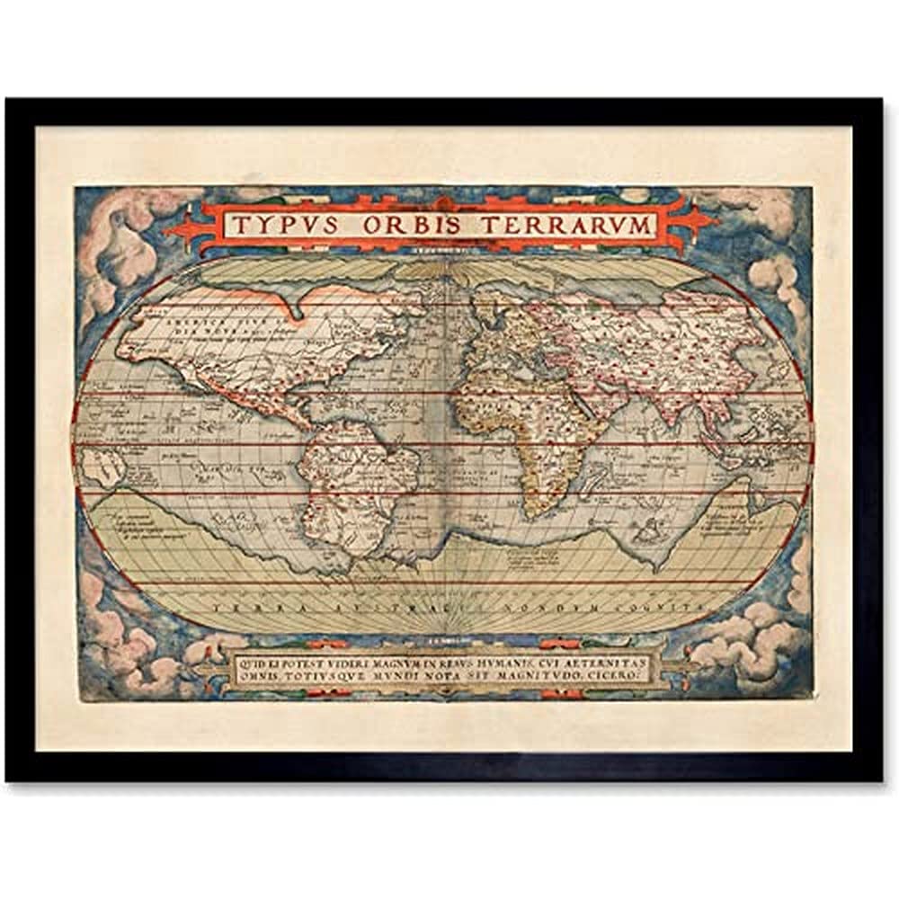 Map Ortelius 1579 World Earth Continents Ornate Unframed Wall Art Print Poster Home Decor Premium