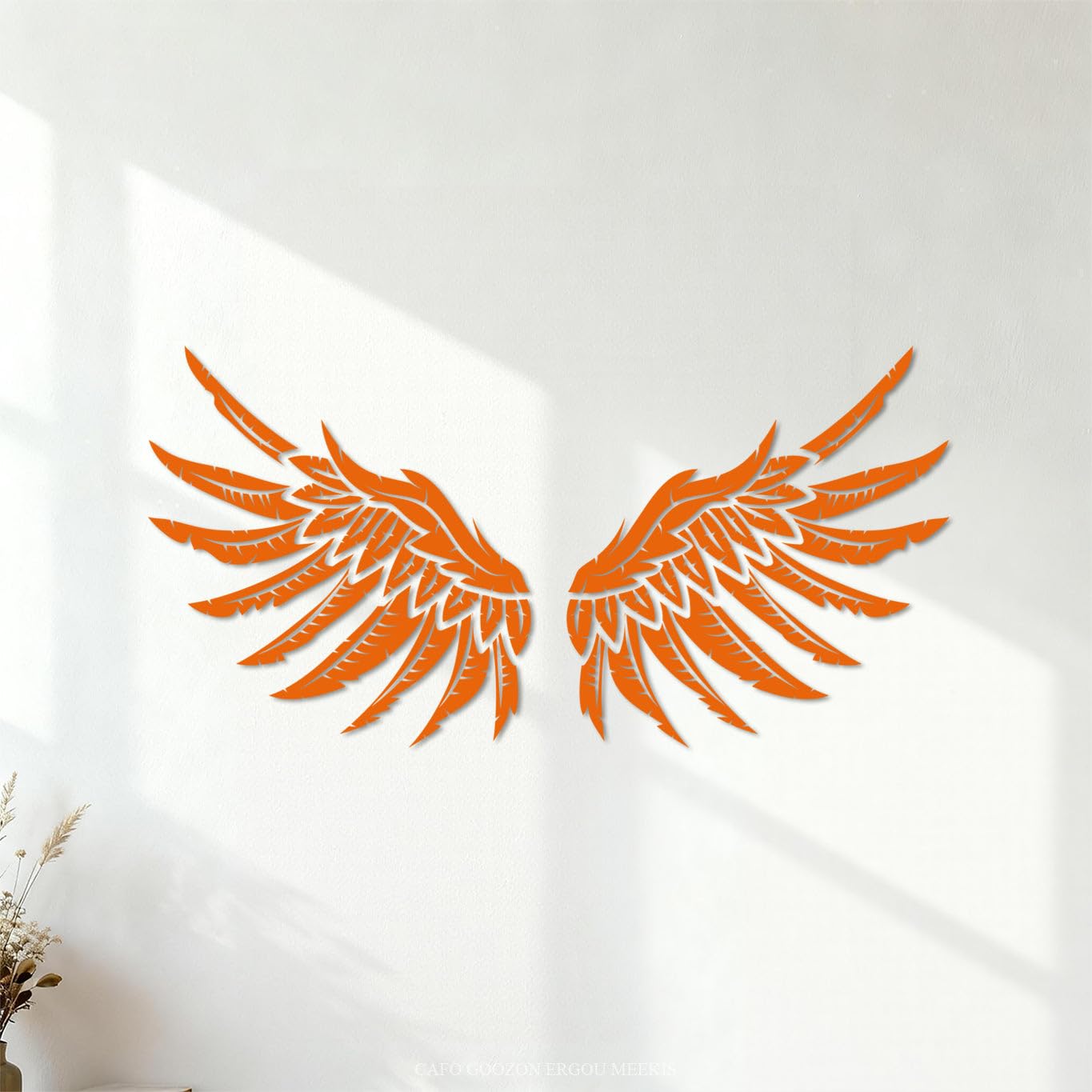 Fine Carving Stickers Big Wings Design Elements 47.6x95.1cm Window Decals Orange — image 1