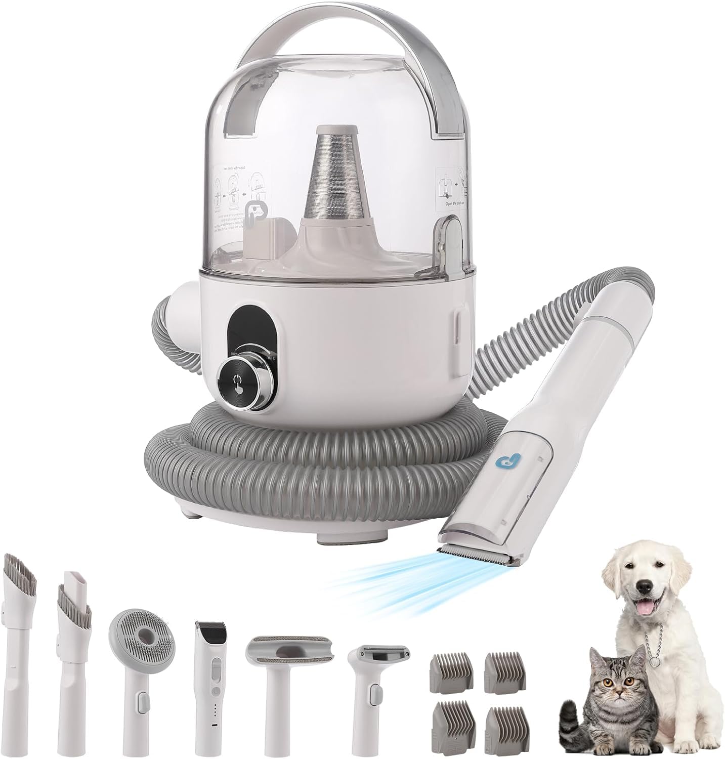 Pet Grooming Vacuum Kit, 13.4Kpa Suction Dog Grooming Vacuum With 5 Professional Pet Grooming Tools for 99% Pet Hair, Pet Grooming Kit 2L Large
