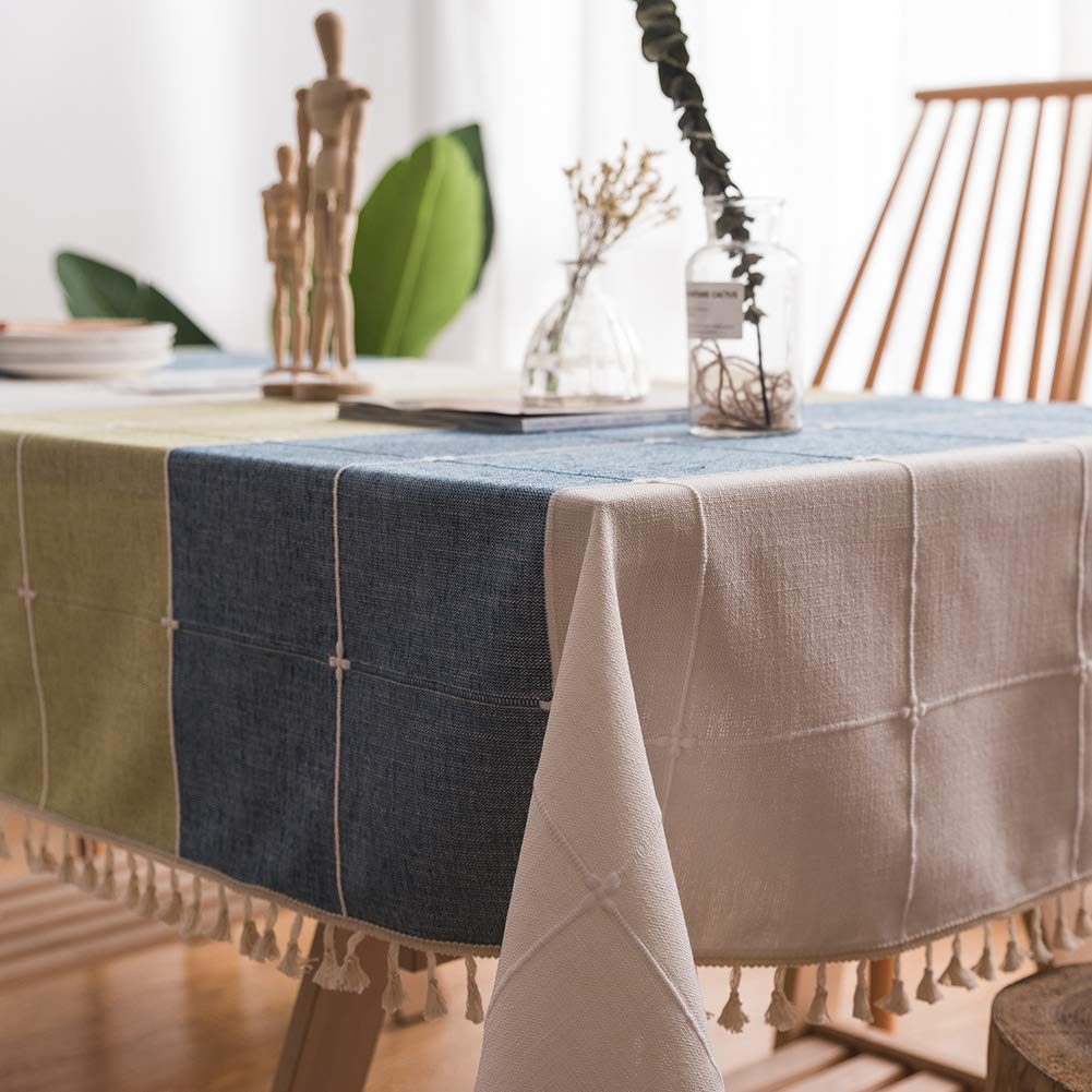 Xiongrida Rectangle Tablecloth - 55 X 70 Inches, Cotton Linen Blend, Washable Nordic Print, For Kitchen Dining Party
