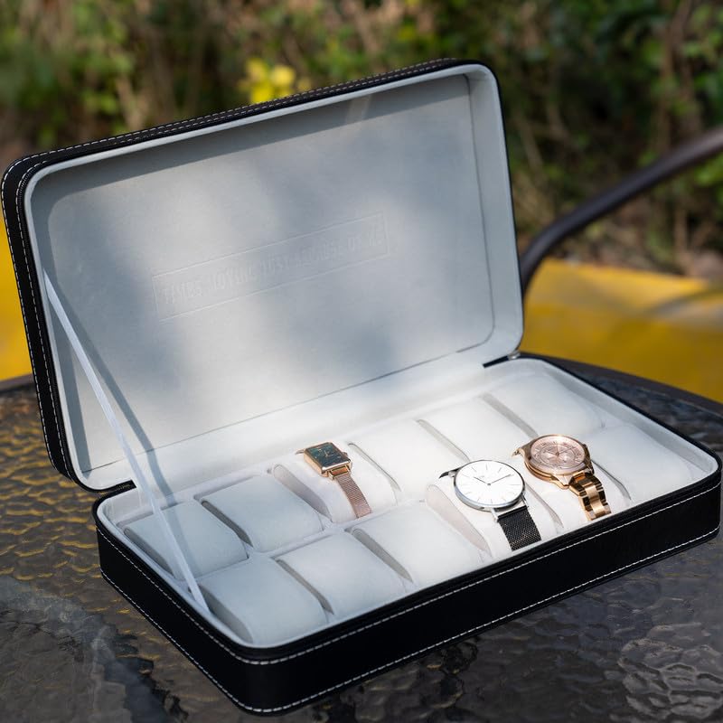 OSVINO Ecrins pour Montres Boîte à Montres avec 6/10/12 Emplacements Coffret/Présentoir à Montres avec Coussins