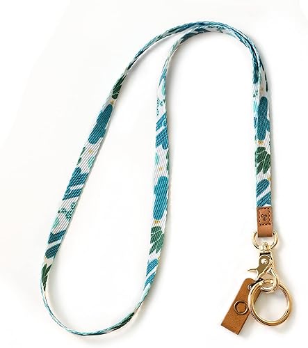 Cordón de cuello femenino floral para llaves, cordones duraderos con anillo y mosquetón para insignias, carnet escolar o cartera, cactus