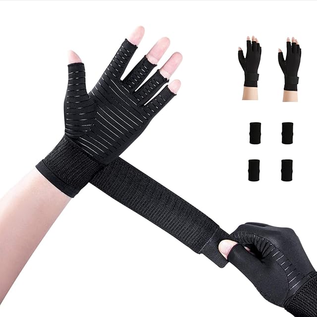 AovYoo 2 Pairs Wrist Support Arthritis Compression Gloves Raynauds Gloves Rheumatoid Osteoarthritis Carpal Tunnel -Relief Tendonitis Hand Pain (L-XL)