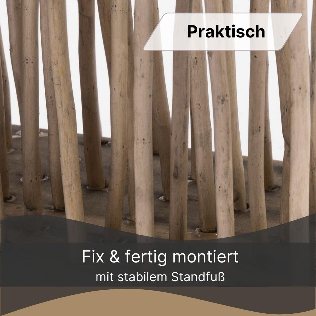 RAUMTEILER Kinki | 110x70x17cm(HxBxT), Weidenholz | Zweig Raumtrenner, Paravent, Deko Stellwand, Mobile Trennwand, Weiden Dekoelement, gewellter Sichtschutz | Farbe: grau