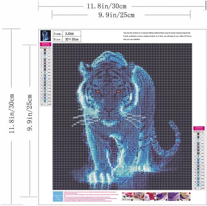 VAIIEYO 5D Diamond Painting Kit Completo - Tigre Su Tela 30x40 Cm - Fai Da Te Con Strass E Strumenti Inclusi - 2