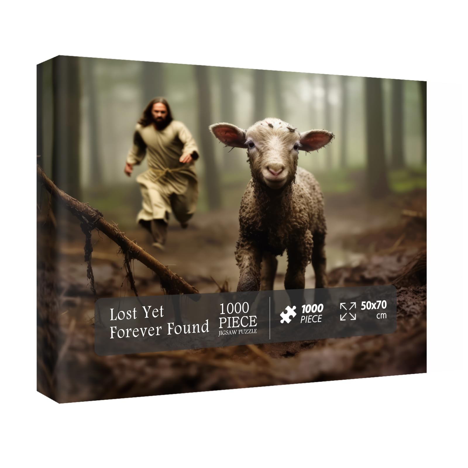 Christian Puzzles for Adults 1000 Pieces,Jesus Religious Jigsaw Puzzles, Lamp Sheep Puzzles for Living Room Wall Painting