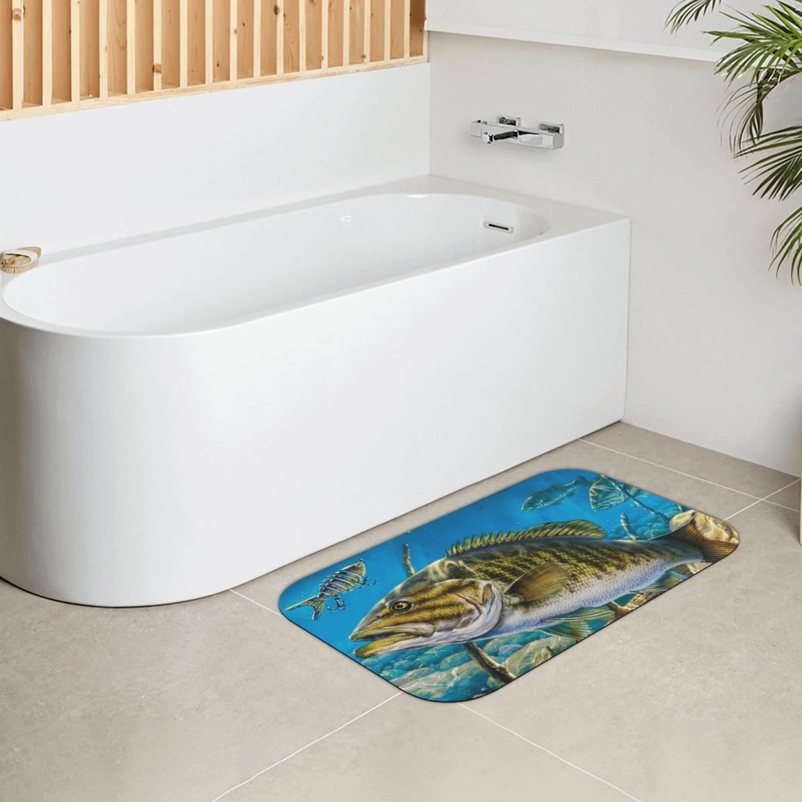 Yizhiyz Badematte 50x80cm | Korallenfisch-Design, Saugstark & Schnell Trocknend