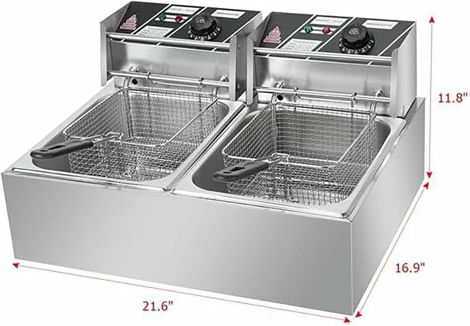 5000W Tank Electric 12Ldual Deep Fat Fryers, Electric Oil Fryers, Frying Machine with Removable Basket-
