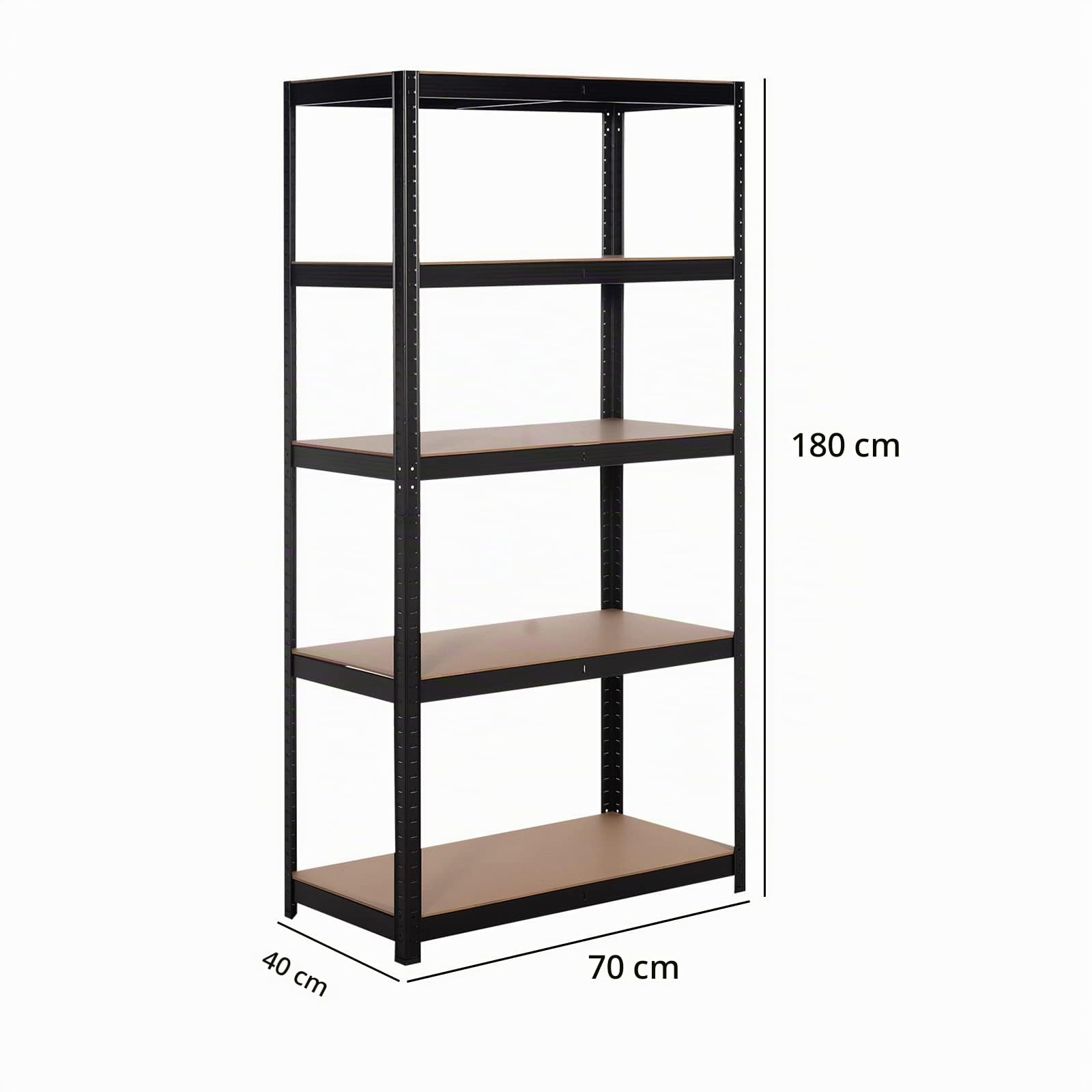 Catter House Hans Plus Kit Estantería Metálica 70x40x180 cm con Marco de Acero Negro con 5 Estantes Ajustables Soporta hasta 875 kg para Uso doméstico y Profesional