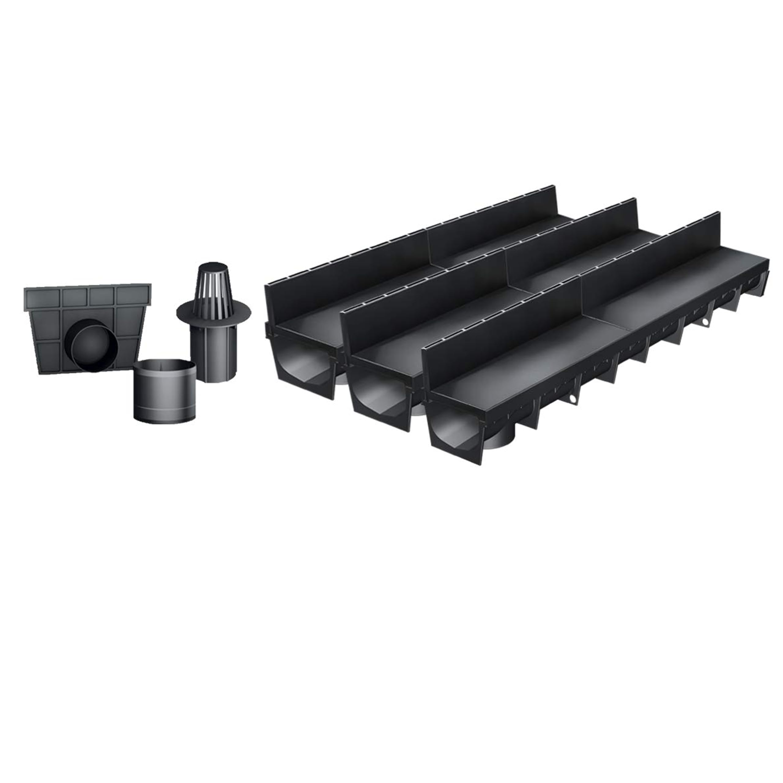 MEA Pack de 3 Caniveaux Extérieurs MEAPARK – Grille à Fente en PP Recyclé – Drainage Terrasse, Piscine, Jardin – Classe A15 Piéton – Largeur utile 10 cm