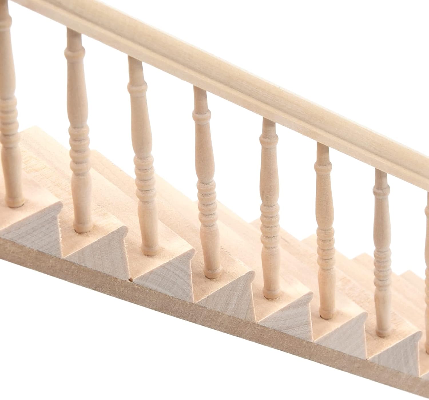 Miniature Stairs, Doll House Stairs, 1:12 Scale Furniture Wooden Handrail DIY Unpainted Staircase Accessories, Steps Model, Miniature Stairs Wood Stair (Left