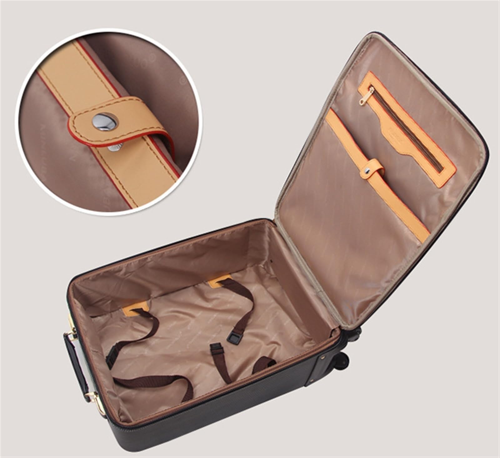 Valigia Borsa Trolley da 2 Pezzi Viaggio Cabina in Pelle Artificiale con Ruote Bagaglio a Mano(A)