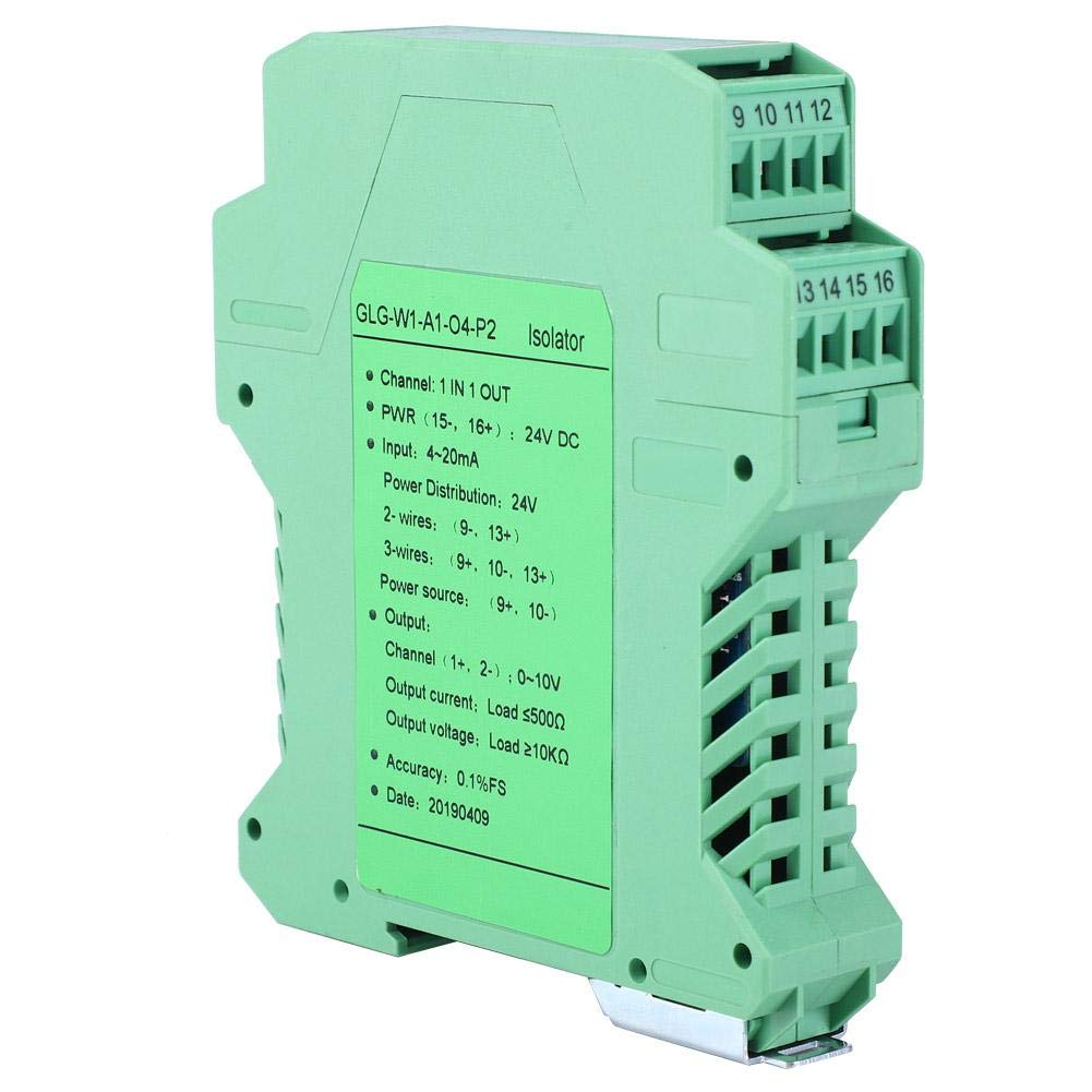 DC Acondicionador de señal, DC 24V DC Transmisor aislador de señal de corriente 4-20mA PLC Detector de señal de acondicionador(1 in 1 out, 4-20mA to 0-10V)