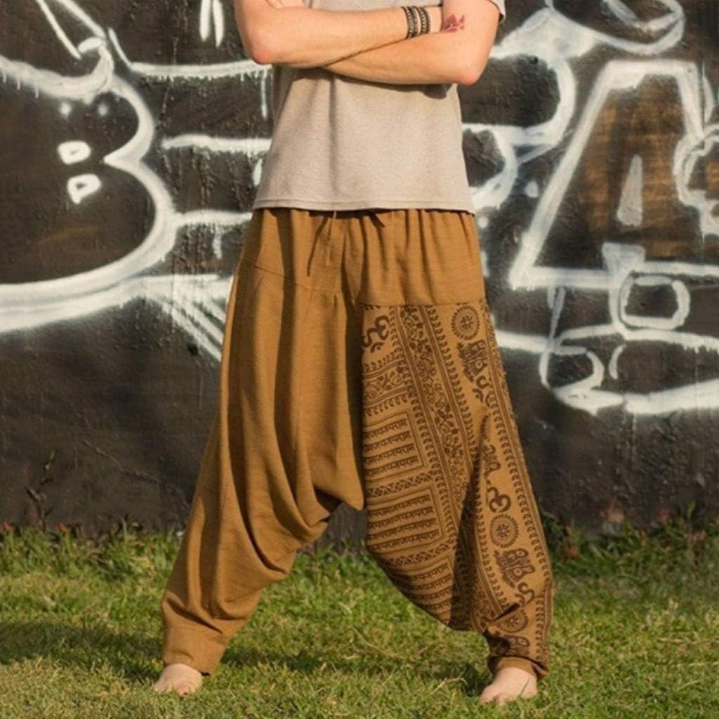 Pantaloni Aladin da uomo in stile nazionale con stampa � Pantaloni harem da  uomo, pantaloni lunghi a pompa, in cotone, comodi e traspiranti, con  coulisse, elastico in vita, a cavallo profondo, :