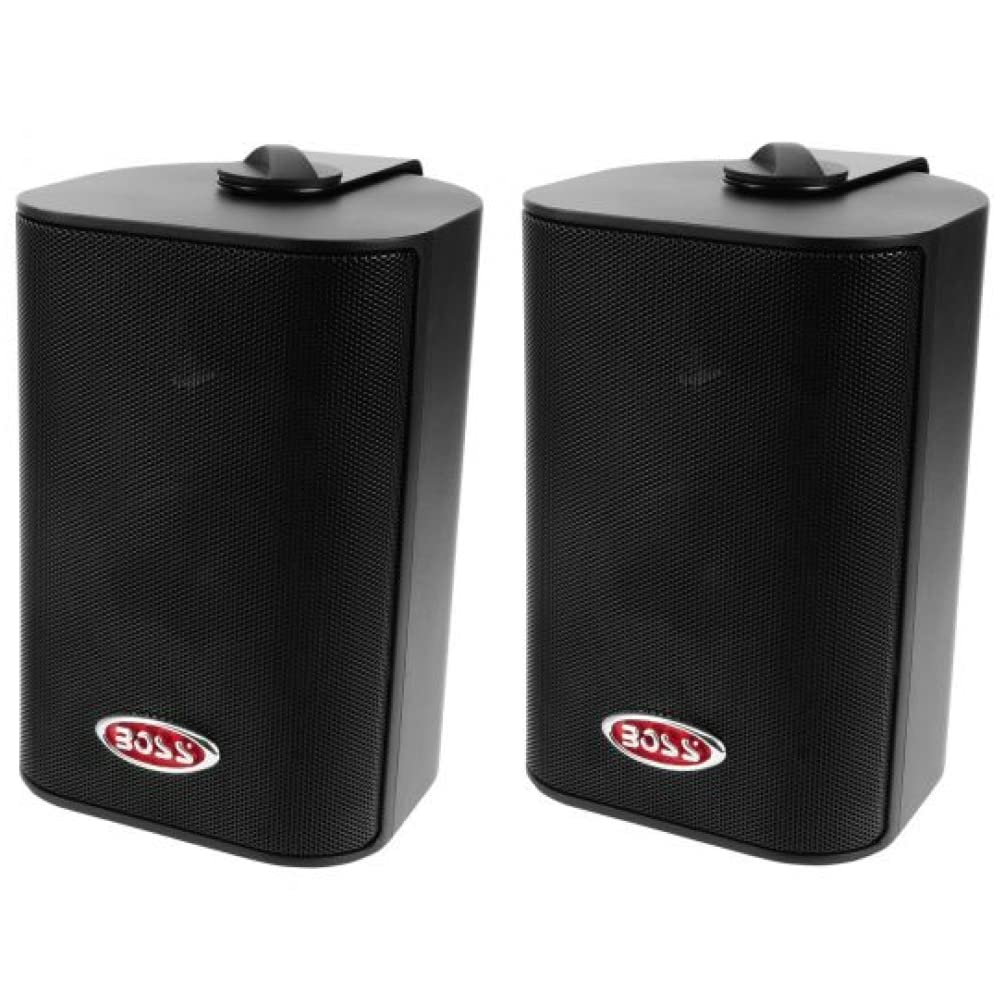 KIT Set pour Boss Audio Systems MR4.3B, 2 Enceintes 3 Voies Noires, 100 W RMS, 200 W Max, étanche, intérieur/extérieur, Paire + Supports de Fixation