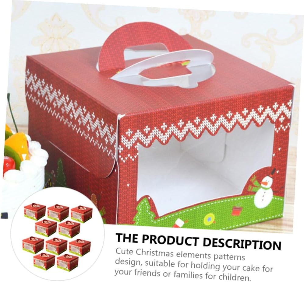 10pcs Christmas Cupcake Boxes Base Window Cake Storage Container for Desserts for Weddings Birthdays and Holiday Celebrations