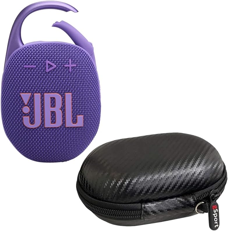 JBL Clip 5 Ultra Portable Bluetooth Speaker Bundle with gSport Case (Purple)