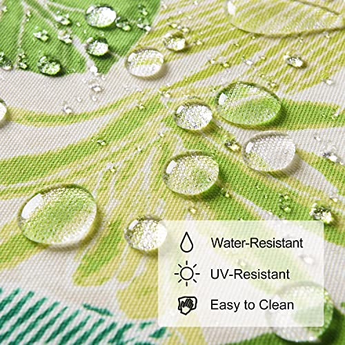 Downluxe Outdoor Chair Cushions, Waterproof Round Corner Memory Foam Seat Cushions With Ties For Garden Patio Funiture, 17" X 16" X 2", Tropical Green Leaves, 4 Pack #TOP4