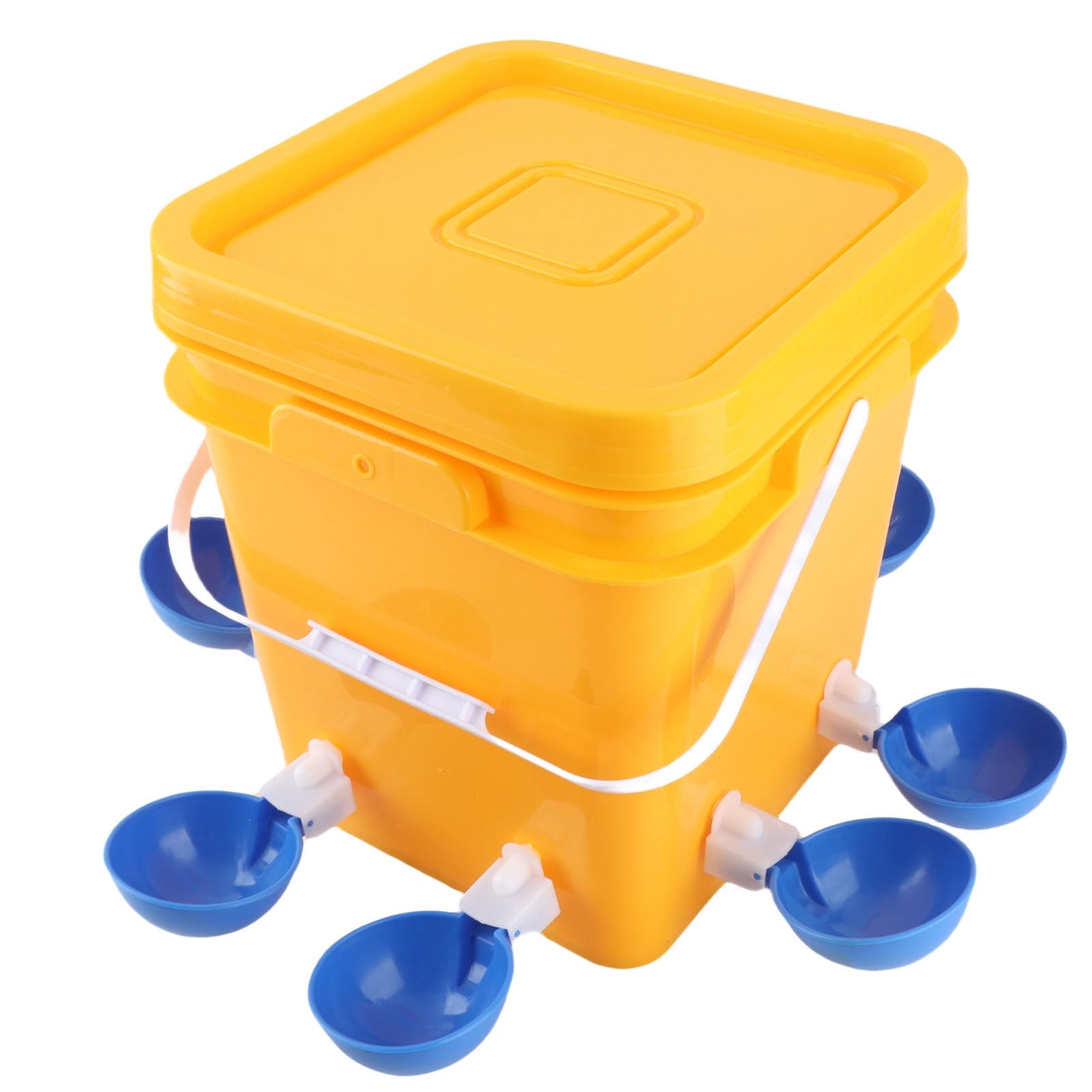Dilwe Bebedero Automático para Aves de Corral de 12L con Práctico Cubo, Equipo de Bebida Confiable para Pollos y Pájaros (Cubo + Tazón Azul Grande + Tornillos Negros)