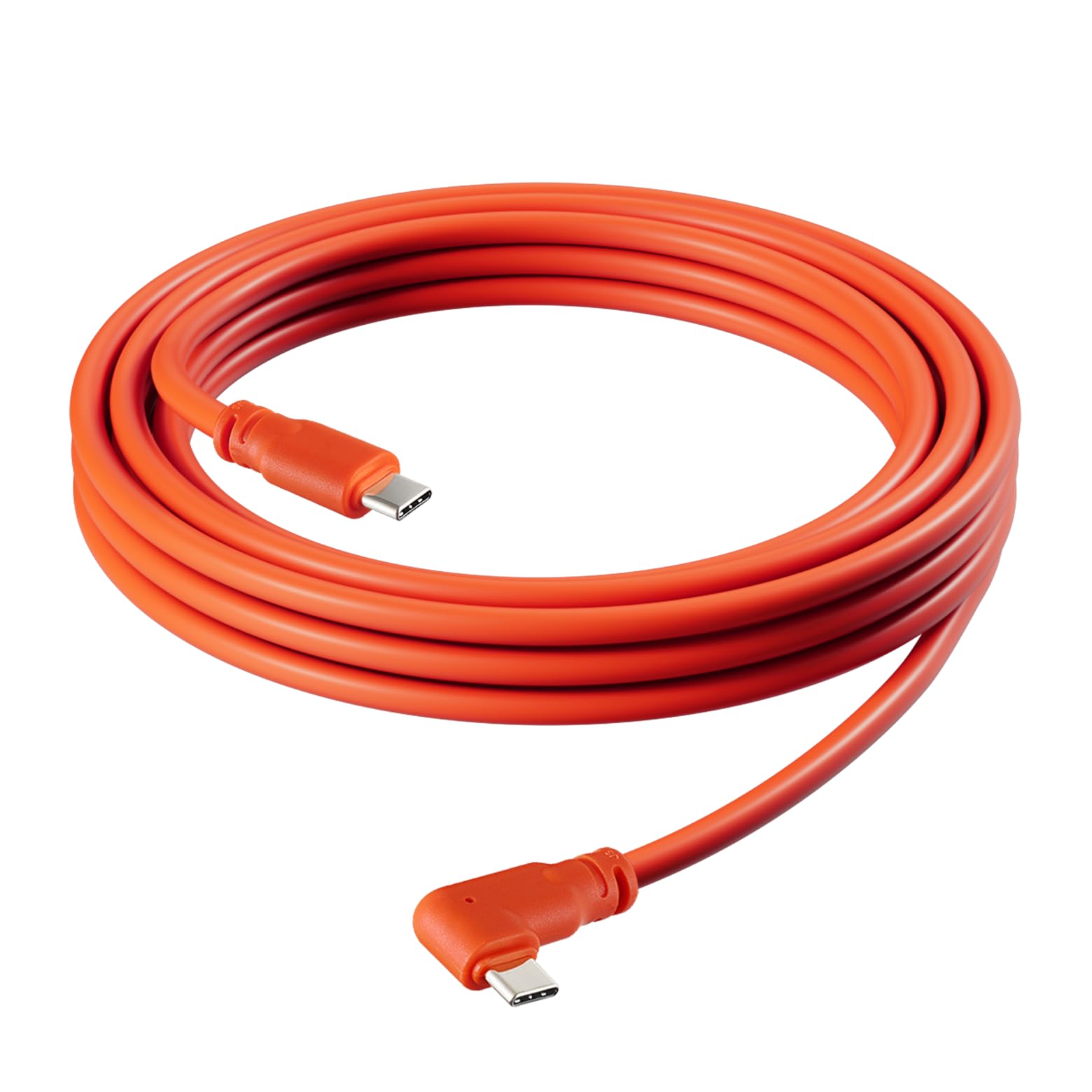 TONTON USB-C auf USB-C Anschlusskabel 5 m, 90° Winkelstecker, passives Verbindungskabel für Stromversorgung und Datenverbindung, Zubehör für USB-C Geräte (Orange)