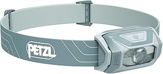Petzl TIKKINA Headlamp - Compact, Easy-to-Use 300 Lumen Headlamp, Designed for Hiking, Climbing, Running, and Camping - Grey
