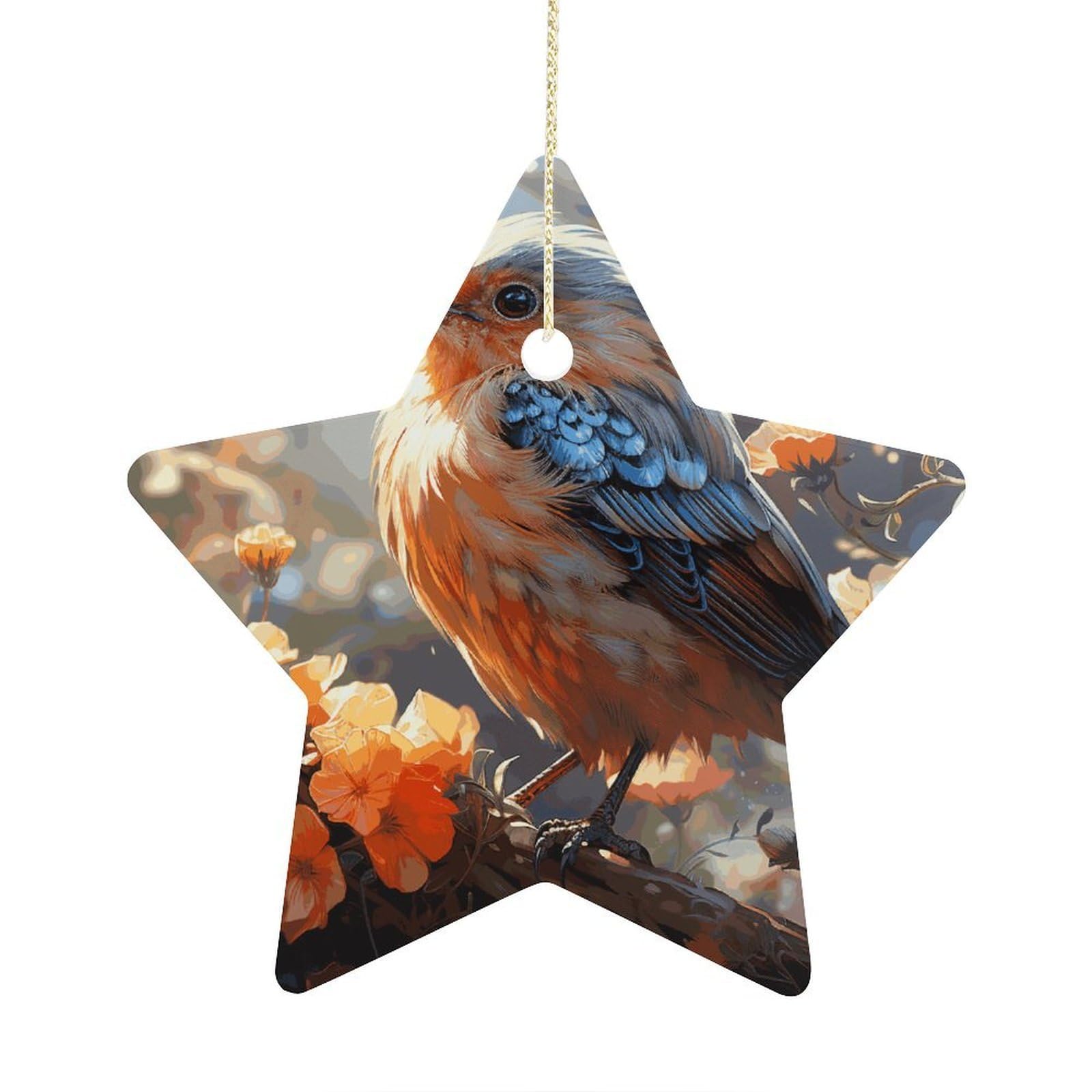 Fodpand Women's Style Flowers And Birds Ornament With String, Keepsake Hanging Decorations,Ceramic Ornaments For Men Indoor Home Holiday Party Gifts