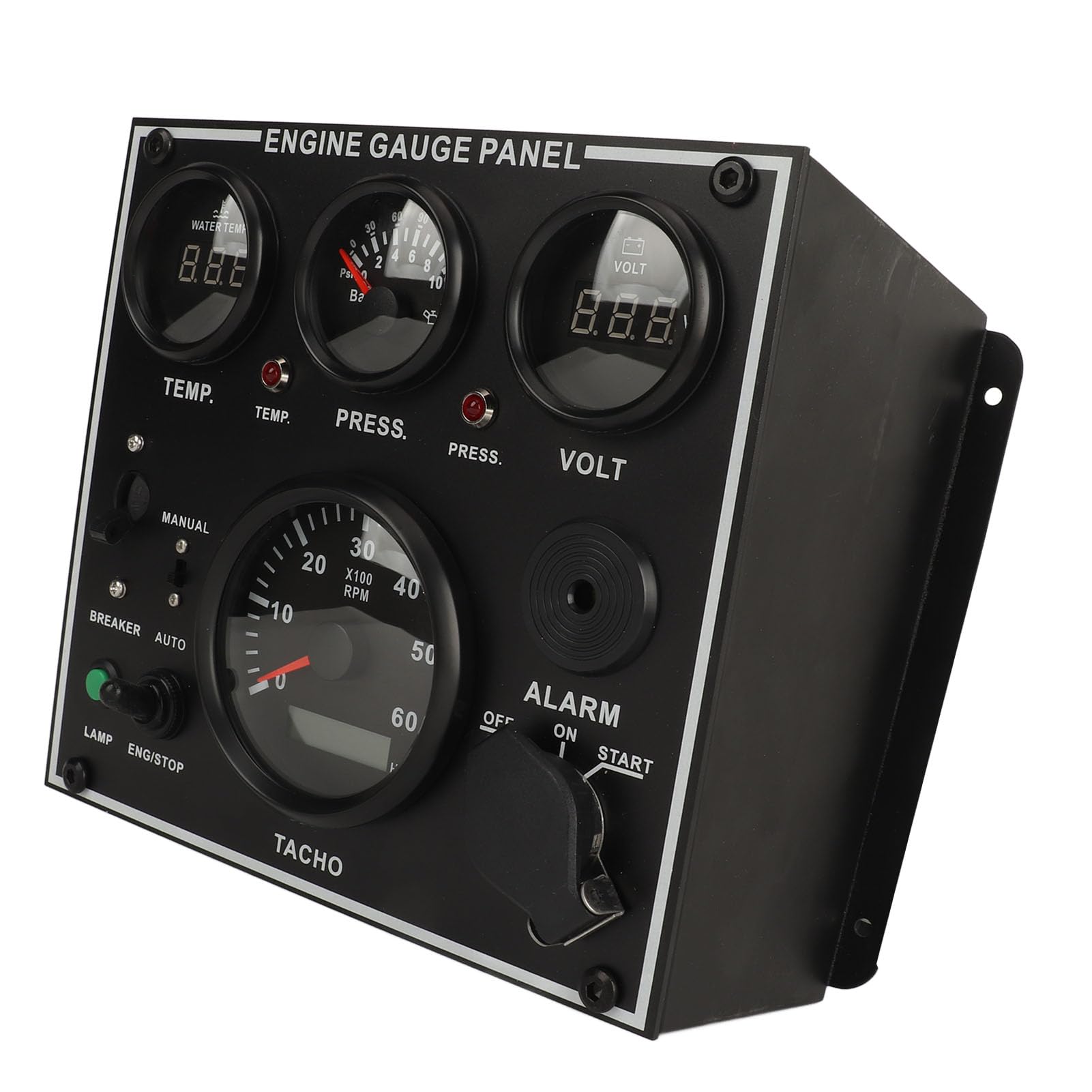 Yosoo Health Gear Digitales Messgeräte-Cluster-Set, Hochpräzise Motoranzeigetafel, Wasser, Öl, Temperatur, Spannung, Drehzahlmesser für Boot, Yacht, Wohnmobil, LKW