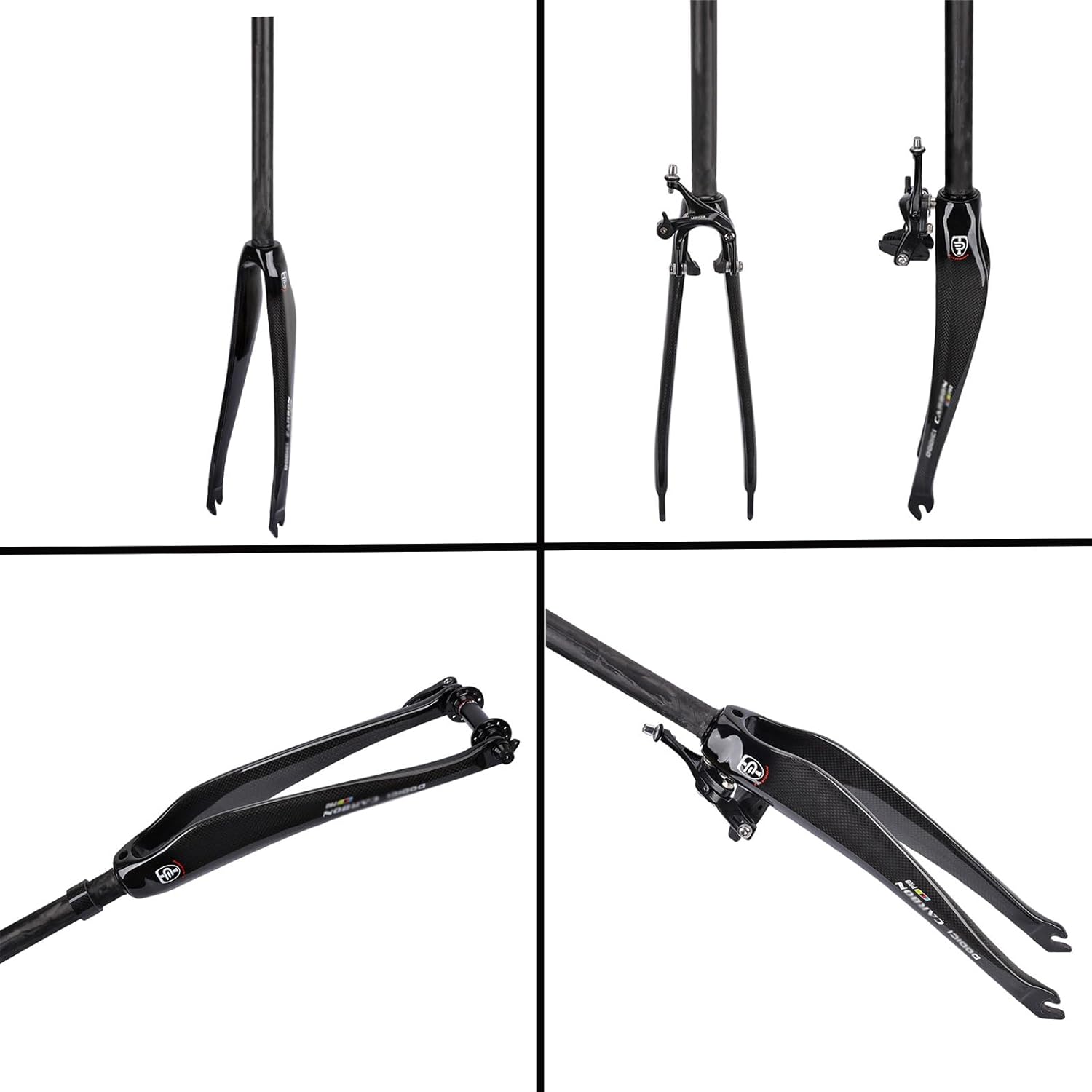 700C Road Bikes Rigid Fork 28.6mm 1-1/8" Straight Tube Gravel Bike Front Forks Full Carbon Fiber Road Hard Fork C/Disc Brake 9 * 100mm Quick Release